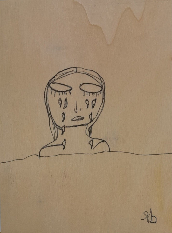 Drawing on wood canva