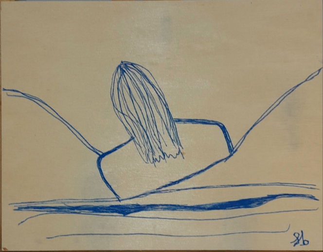 Drawing on wood canva