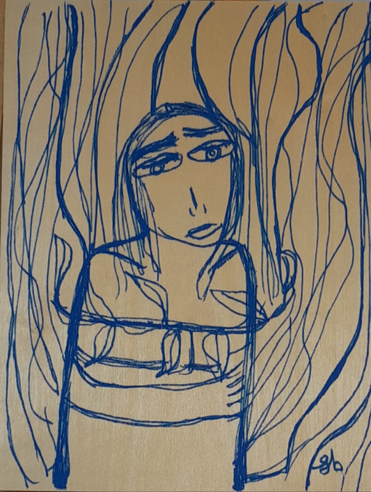 Drawing on wood canva