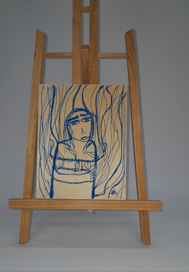 Drawing on wood canva