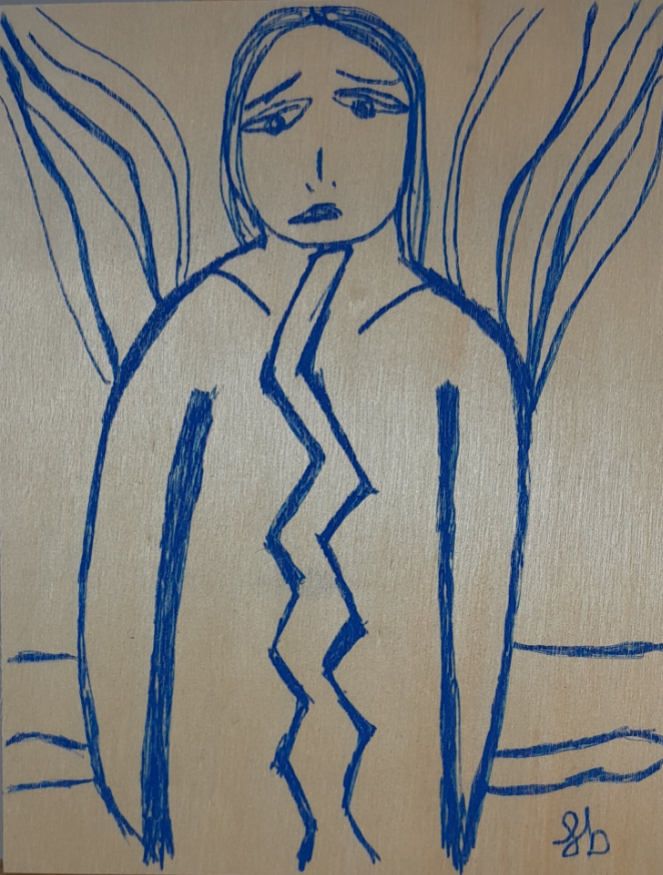 Drawing on wood canva