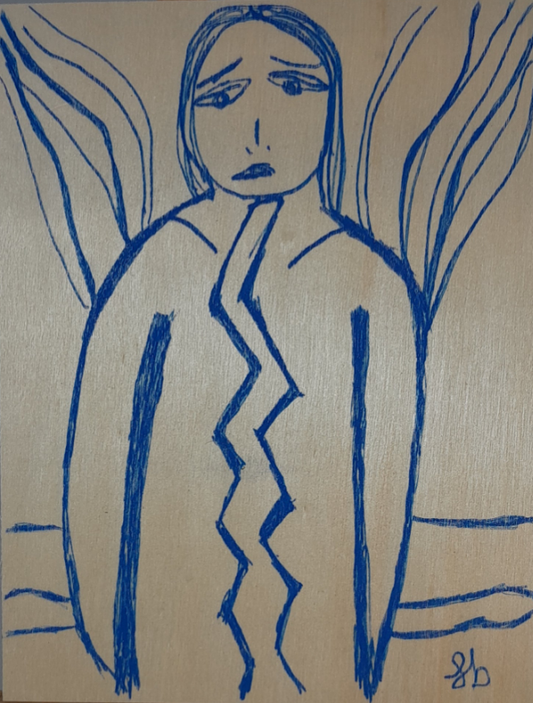 Drawing on wood canva