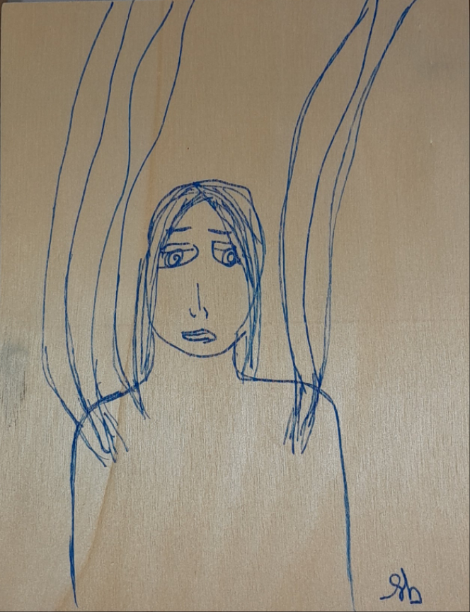 Drawing on wood canva