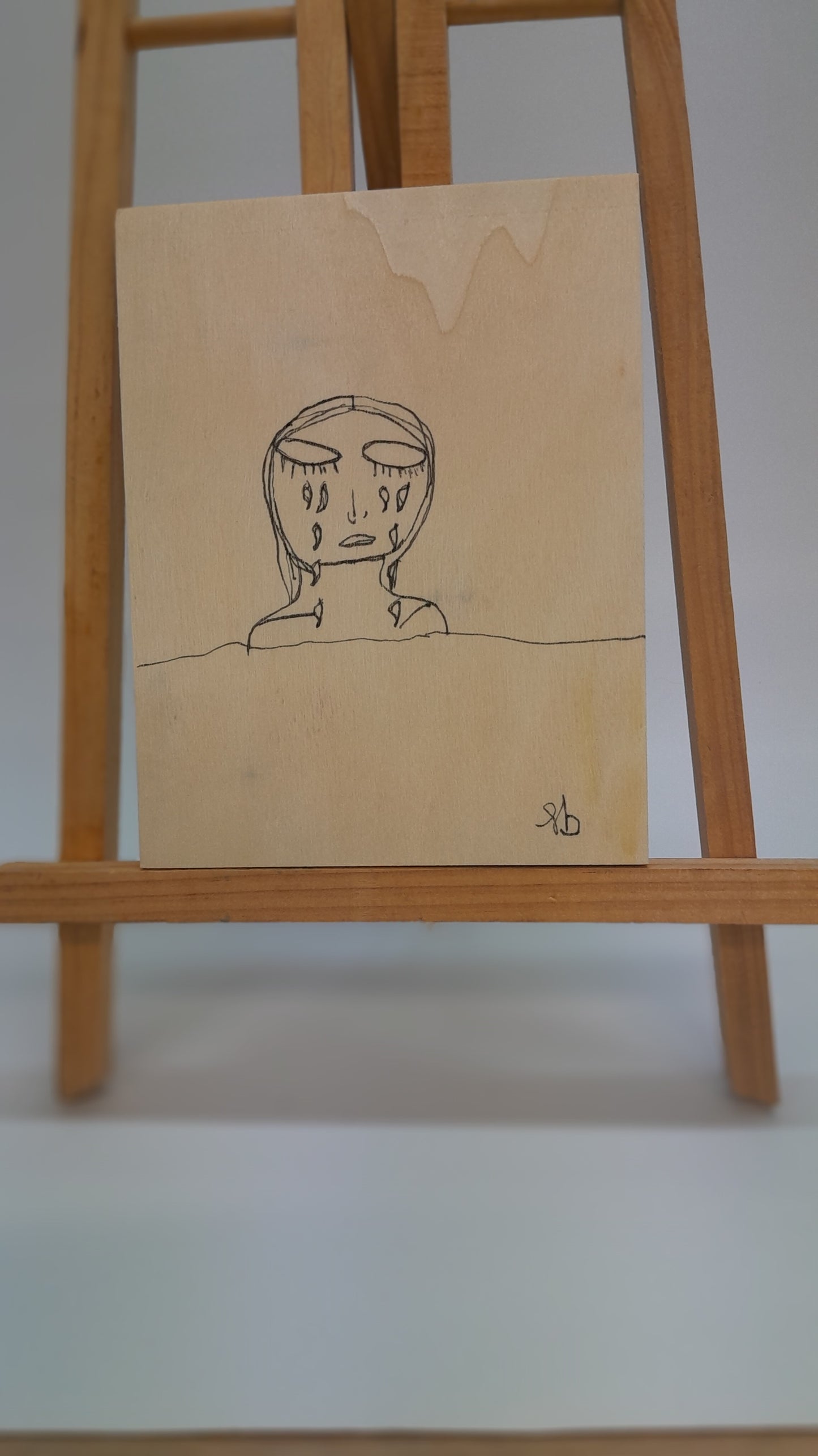 Drawing on wood canva