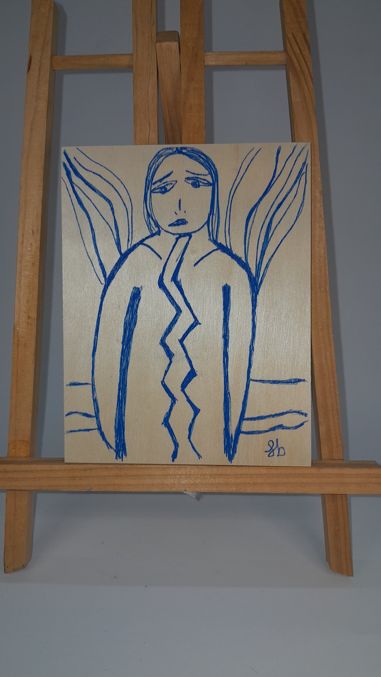 Drawing on wood canva