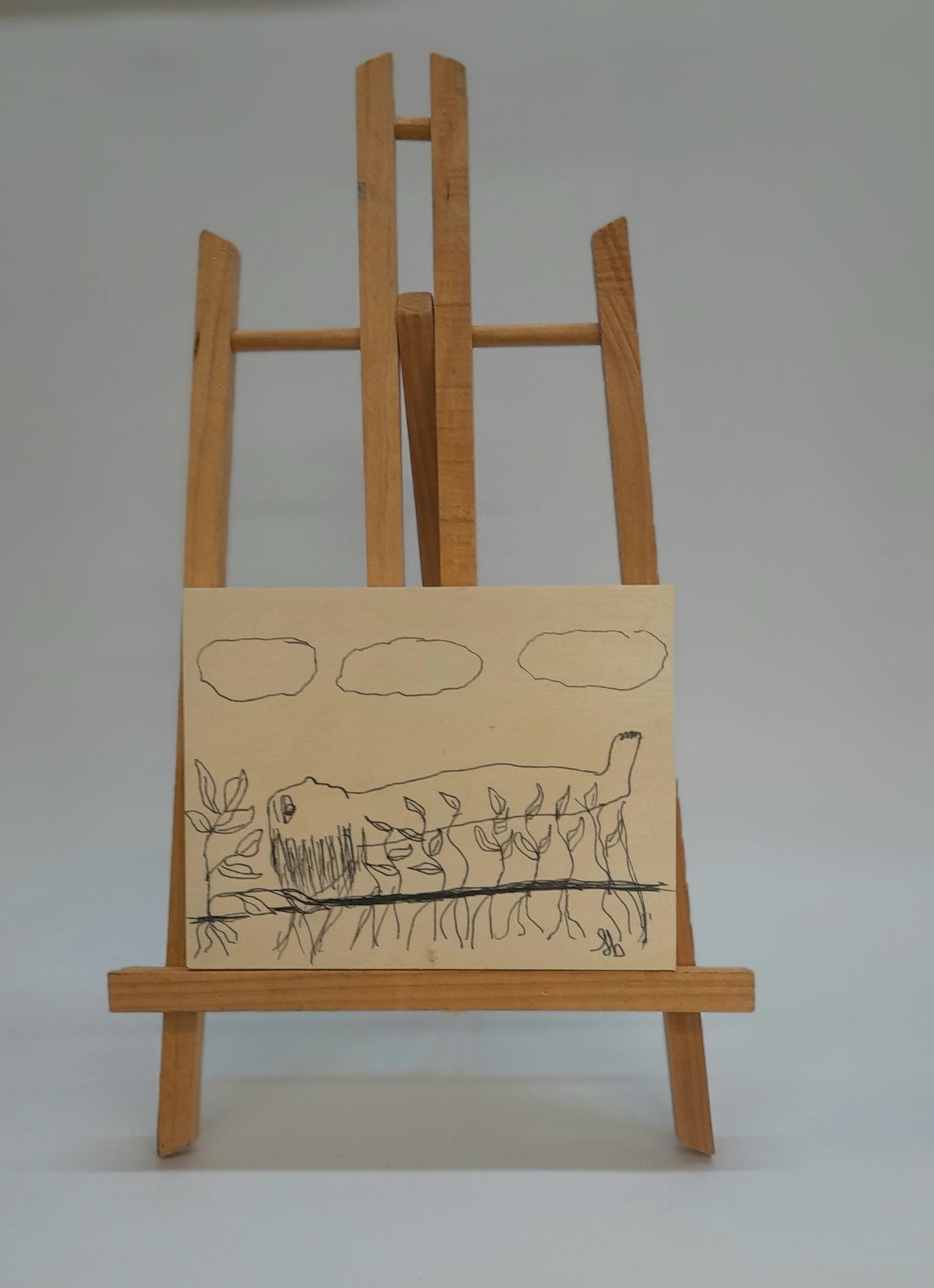 Drawing on wood canva