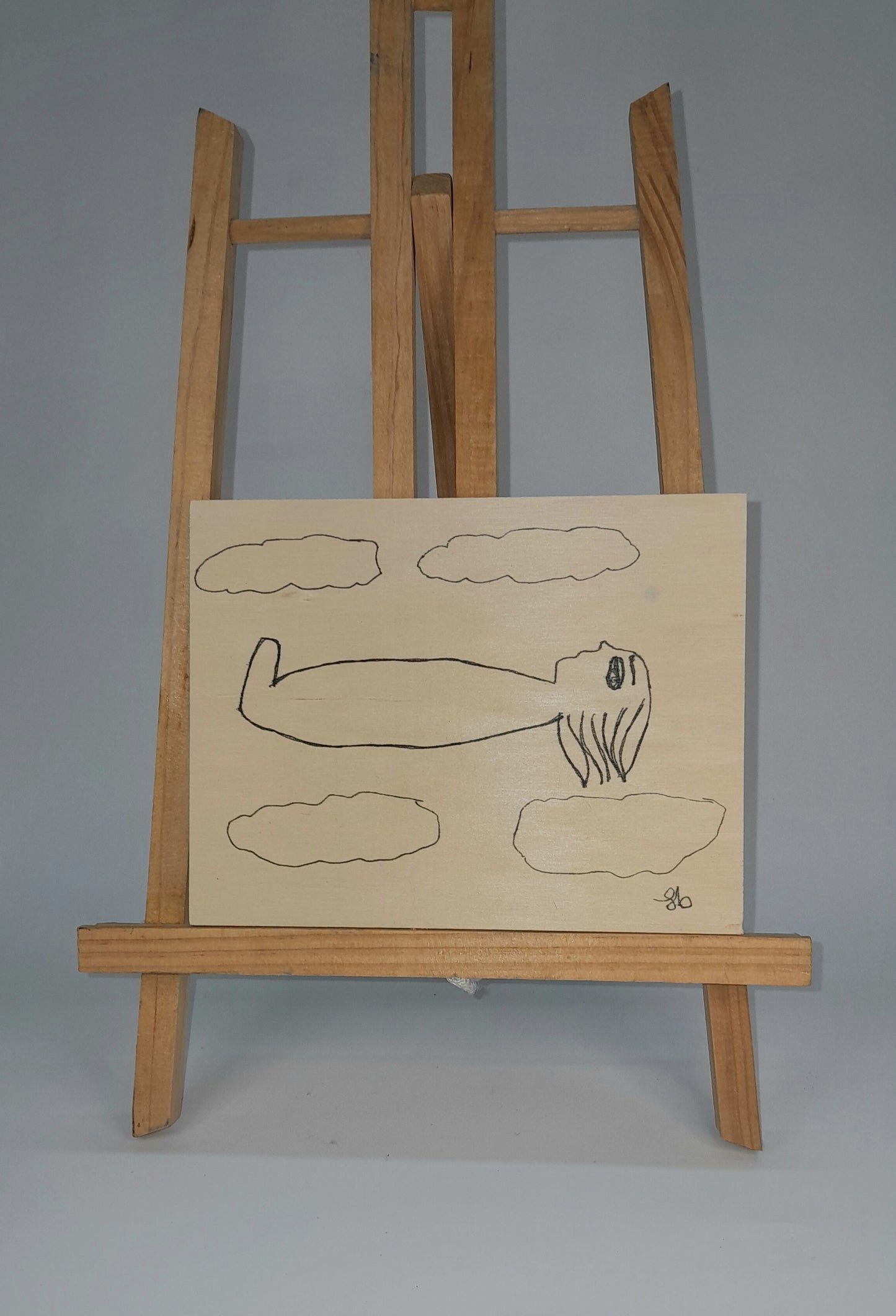 Drawing on wood canva